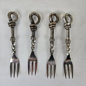 Set of 4 Stainless Steel Forks Small Size Appetizers Desserts Condiments